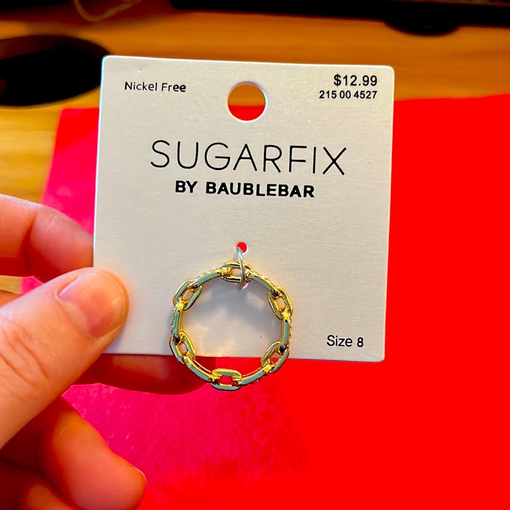 New, Never Been Worn, Ring, Chain, Gold, Sugarfix by BaubleBar, Nickle Free